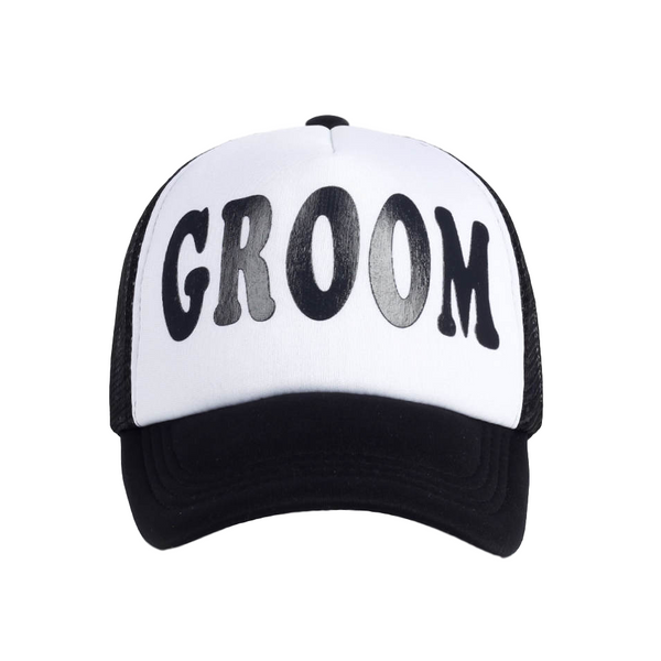 Black White Mesh back hat GROOM
