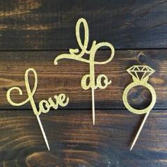 gold bachelorette bridal shower cupcake toppers