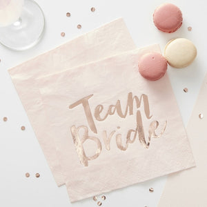 Team Bride - bachelorette rose gold napkins