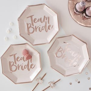 Team Bride - rose gold paper plates