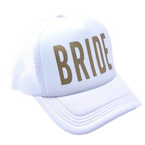 white bride hat bachelorette trucker mesh back