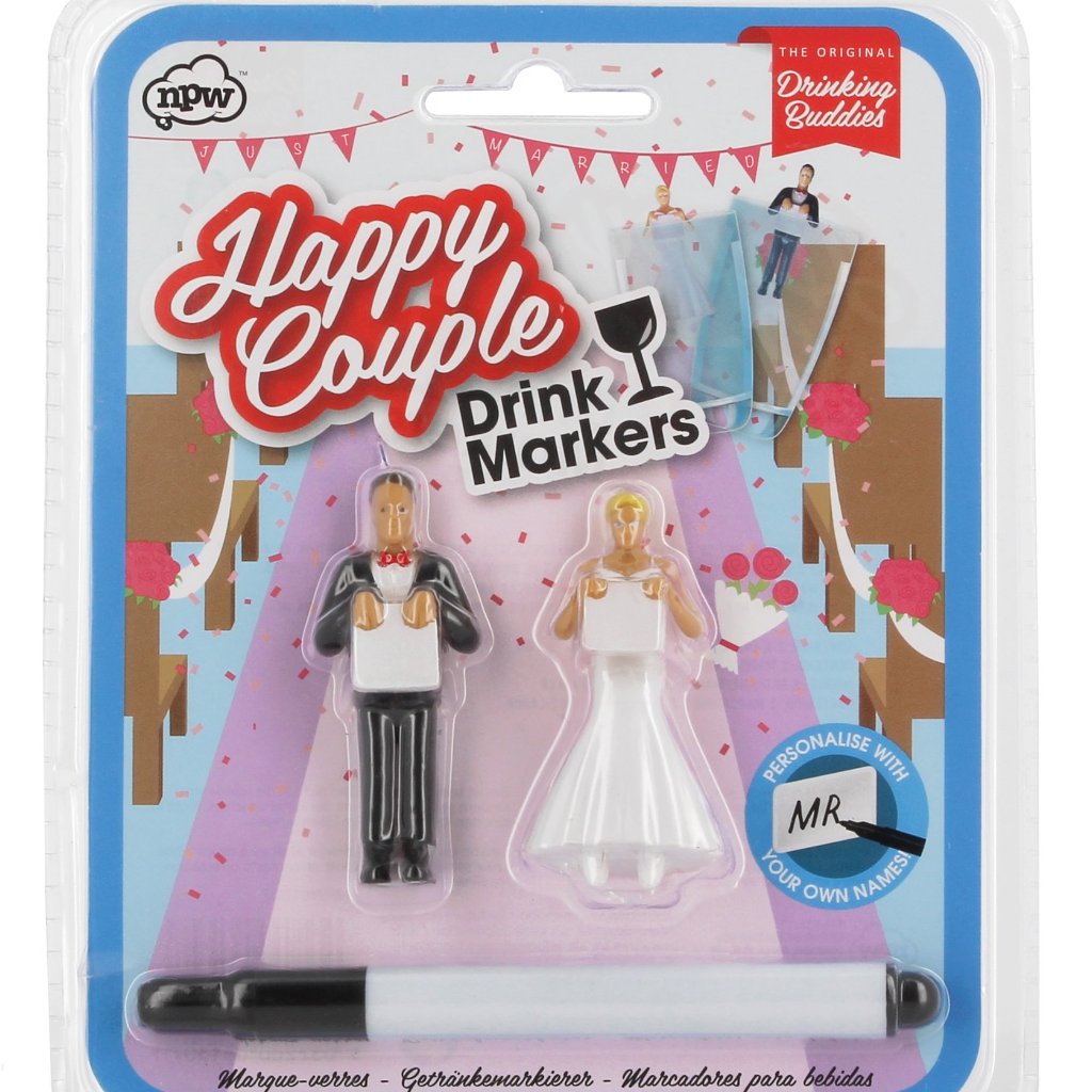 Happy couple drink markers