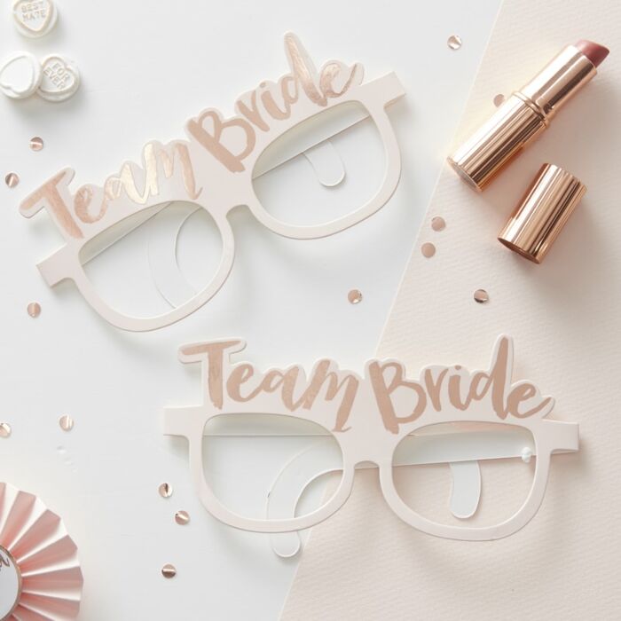Pink & Rose Gold Team Bride Photo Prop glasses