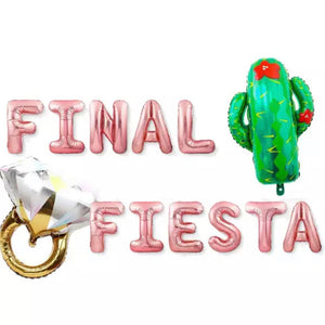 Final Fiesta balloon banner - gold, rose gold