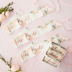 Floral Team Bride - 6 pack of sashes