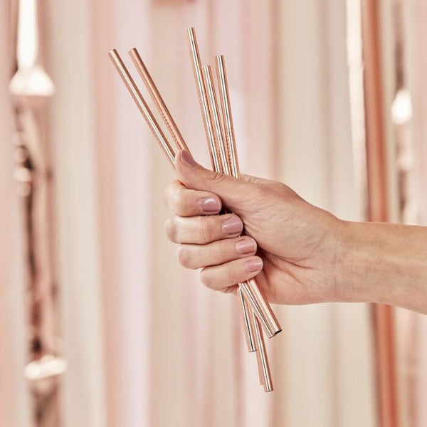Rose gold stainless steel straws - Planet Bachelorette