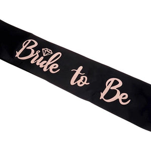 bachelorette bride to be sash black and rose gold 