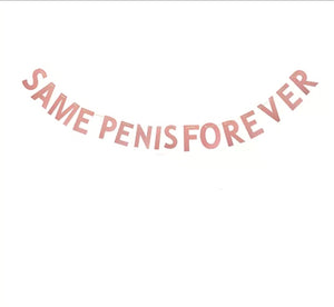 Bachelorette Same Penis Forever Banner - gold, silver
