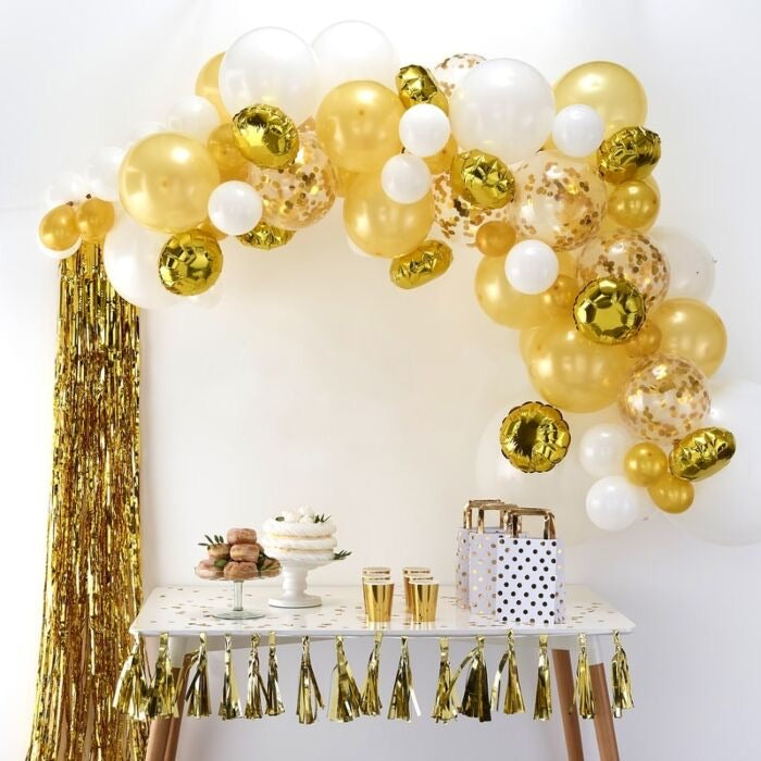 Bachelorette party decorations gold balloon arch