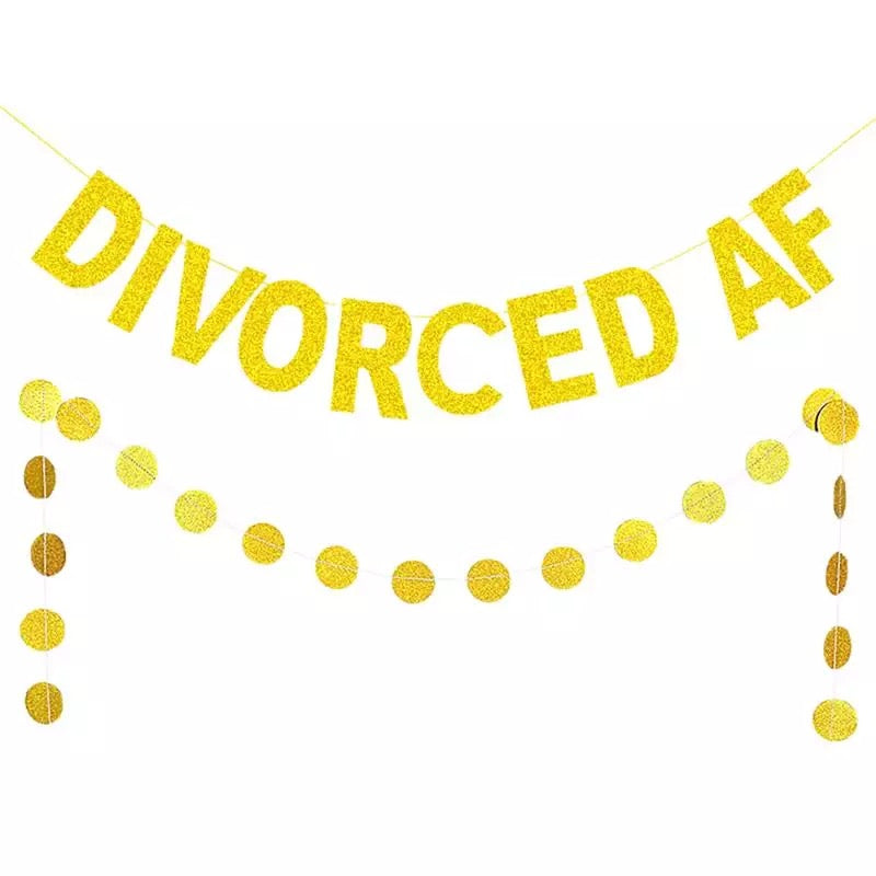 Gold Divorce AF party banner Canada