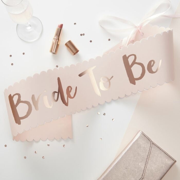 Rose Gold Ginger ray bride to be sash chatham