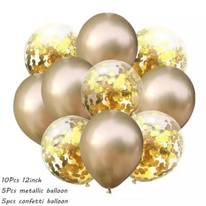 Rose gold & confetti balloons - 10 pack