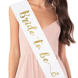 Bride to be sash - white and gold