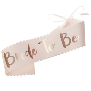 Rose Gold bachelorette bride to be sash Manitoba