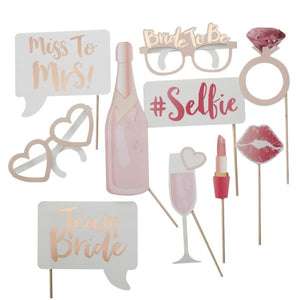 Ginger Ray Bachelorette Party Photo Booth Team Bride props