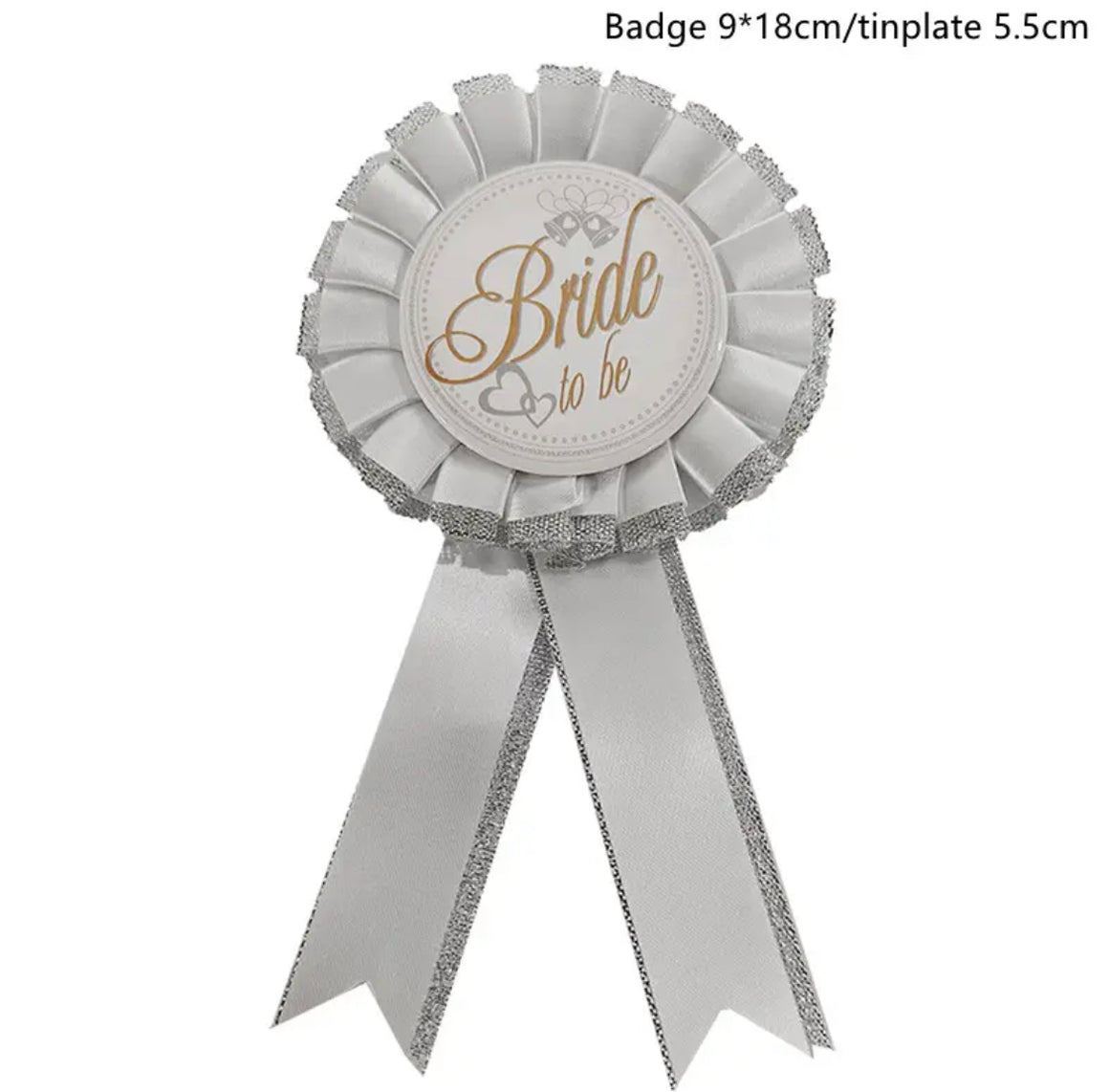 Bride to be - rosette (white and silver)