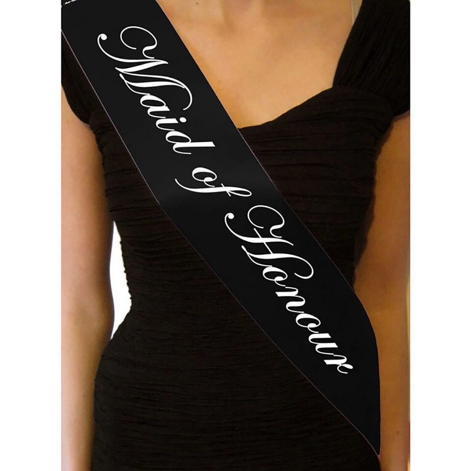 Bride to be and bridal party sashes - black fabric - Planet Bachelorette
