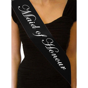 Bride to be and bridal party sashes - black fabric