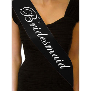Bride to be and bridal party sashes - black fabric