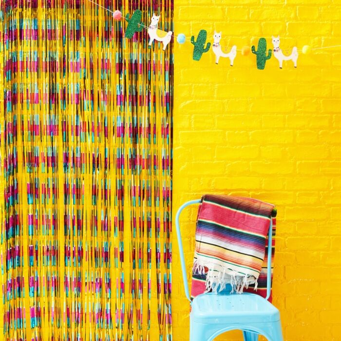 colourful fringe curtain fiesta bachelorette party backdrop Canada