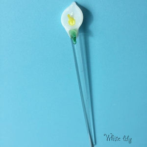 mexican glass stir stick white lily